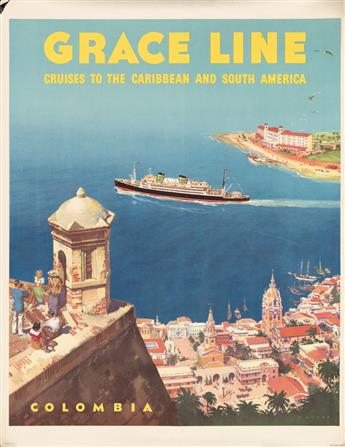 VARIOUS ARTISTS. GRACE LINE. Group of 3 posters. Circa 1950s. Each approximately 30x23 inches, 76x58 cm.